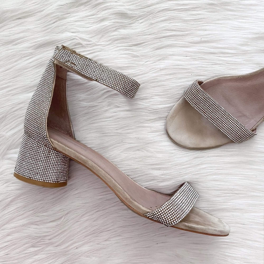 Jeffrey Campbell Nude Rhinestone Ankle Strap Sandal Heels